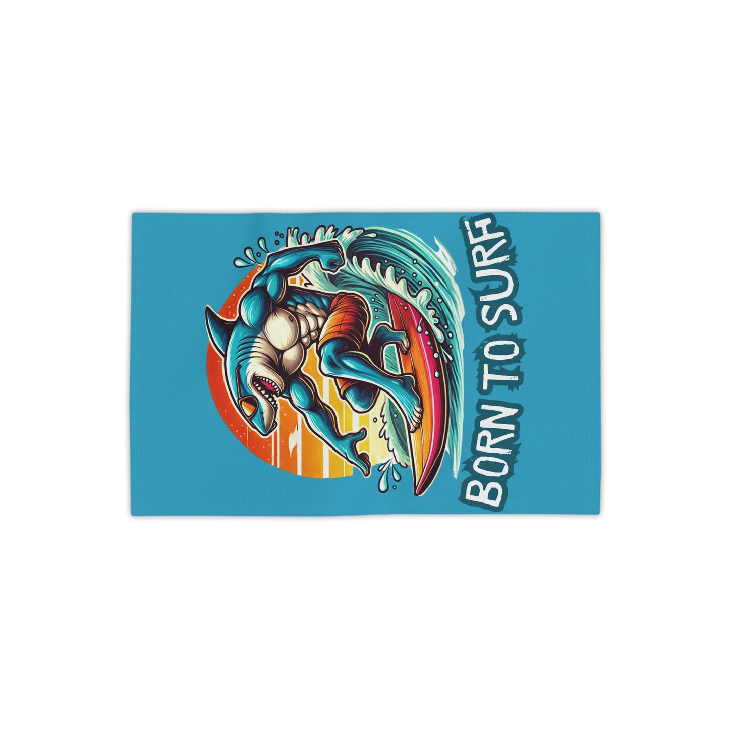 Born To Surf Beach Towel - Vibrant & Fun Shark Design