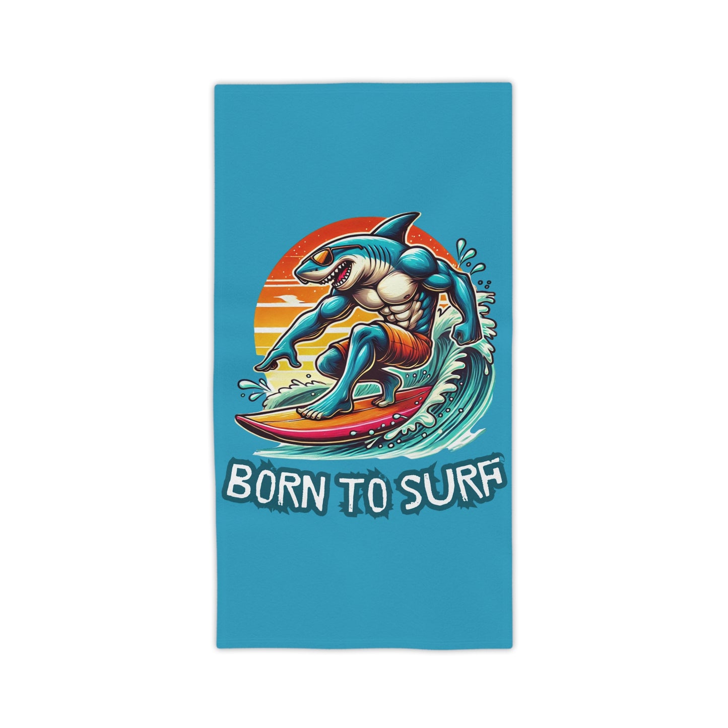 Born To Surf Beach Towel - Vibrant & Fun Shark Design