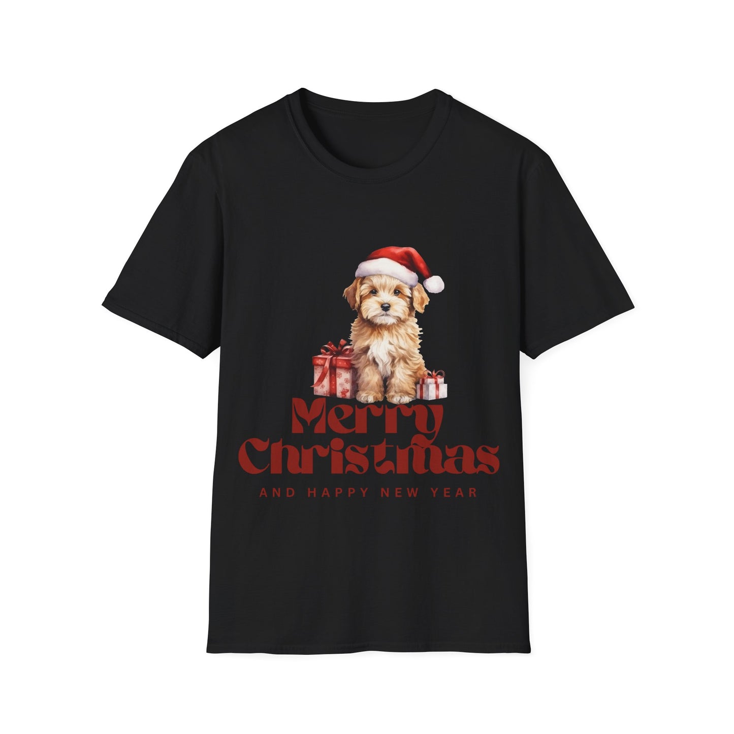 Merry Christmas Dog Unisex Softstyle T-Shirt – Perfect Holiday Tee for Dog Lovers