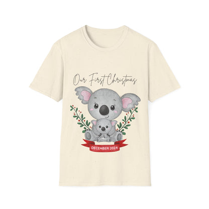 Our First Christmas Koala T-Shirt | Unisex Softstyle Tee for New Parents