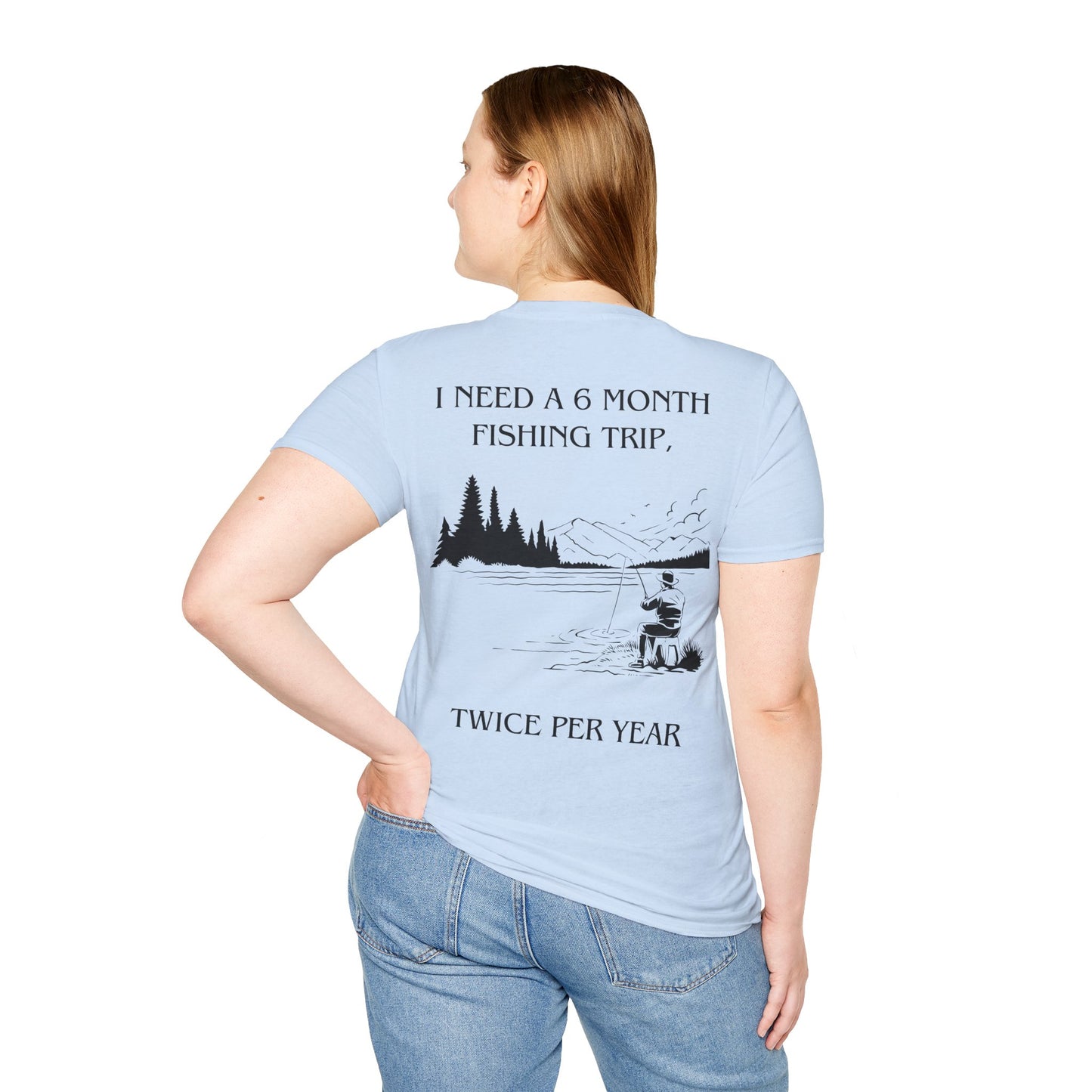 Gone Fishing Unisex T-Shirt – Hilarious Double-Sided Design for Fishing Fanatics