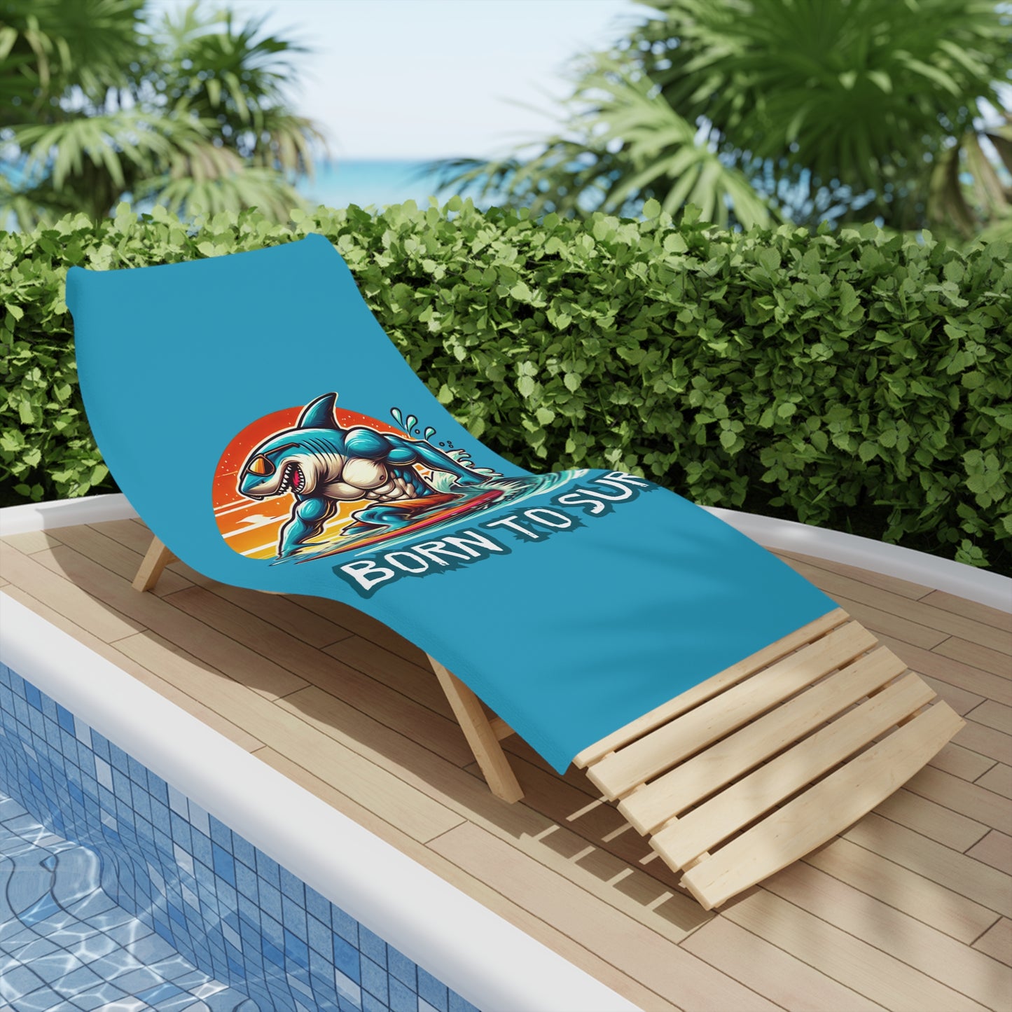Born To Surf Beach Towel - Vibrant & Fun Shark Design