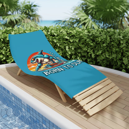 Born To Surf Beach Towel - Vibrant & Fun Shark Design